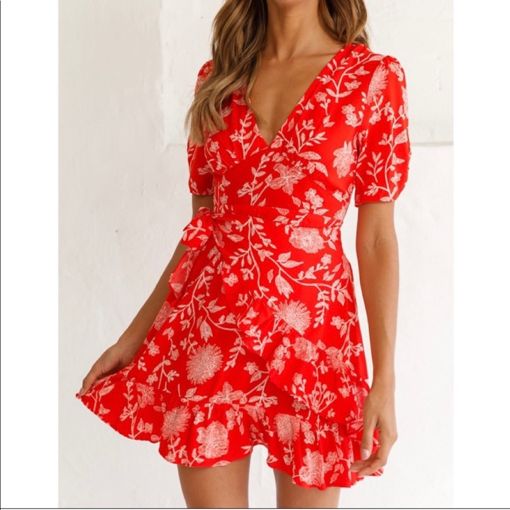 Saints + Secrets Wonderland Floral Mini Wrap Dress